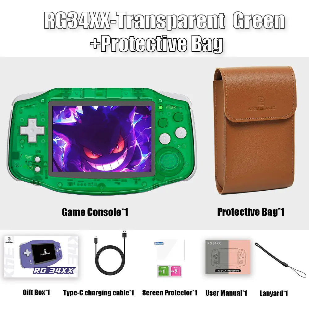 ANBERNIC NEW RG34XX Retro Game Console With 32G TF Card Portable Gaming Console 3.4 Inch IPS Screen 3500mAh Battery HDMI-Out
