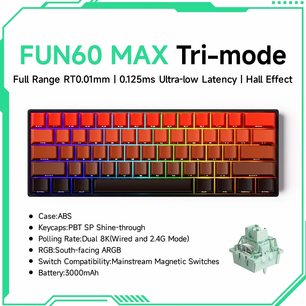 Akko MonsGeek FUN60 Mechanische Tastatur Magnetische Schalter 60% Gaming Tastaturen Schnelle Trigger 0,01mm 8K ARGB HE/TMR Custom Tastatur