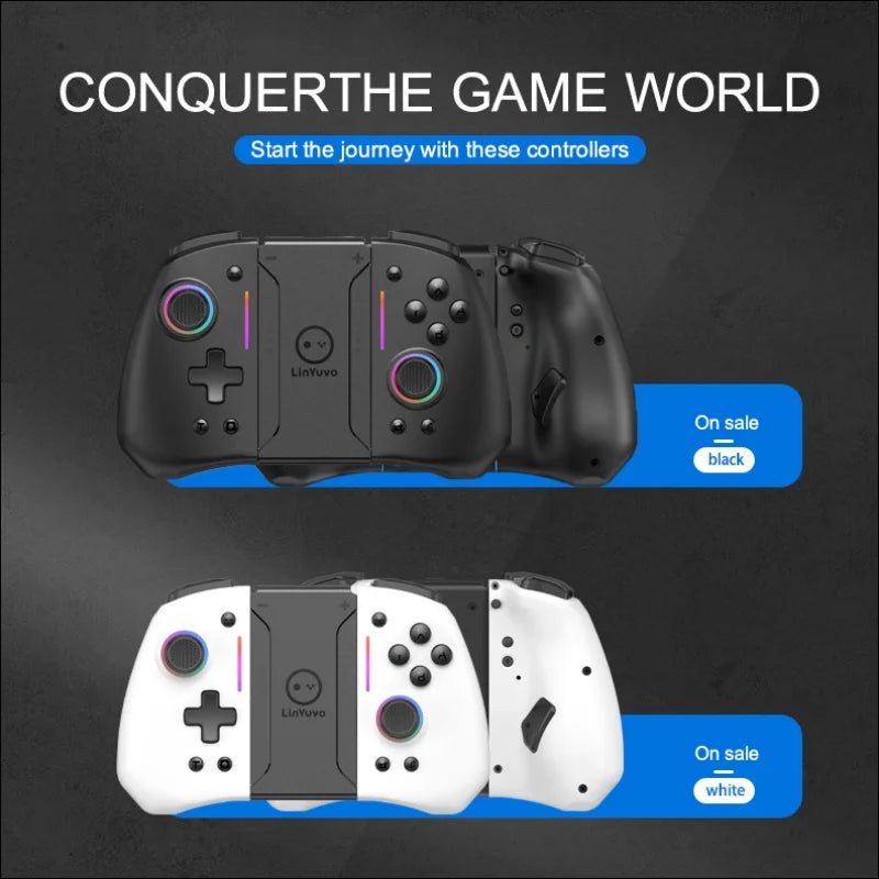 Wireless Gamepad for Switch Joycon Left And Right with Color Lights Six-Axis Body Sense Back Button Wake up Feature for Switch
