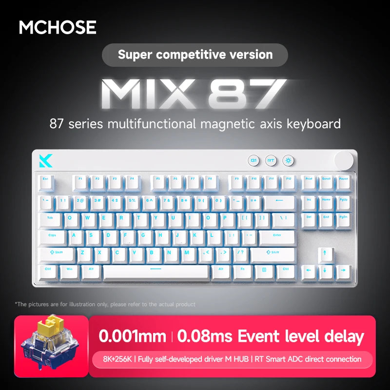 MCHOSE MIX87 Magnetic Swtich Keyboard Wired Gaming Keyboard 8K+256K Esport 0.08ms Low Latency E-Sports Custom Gamer Accessories