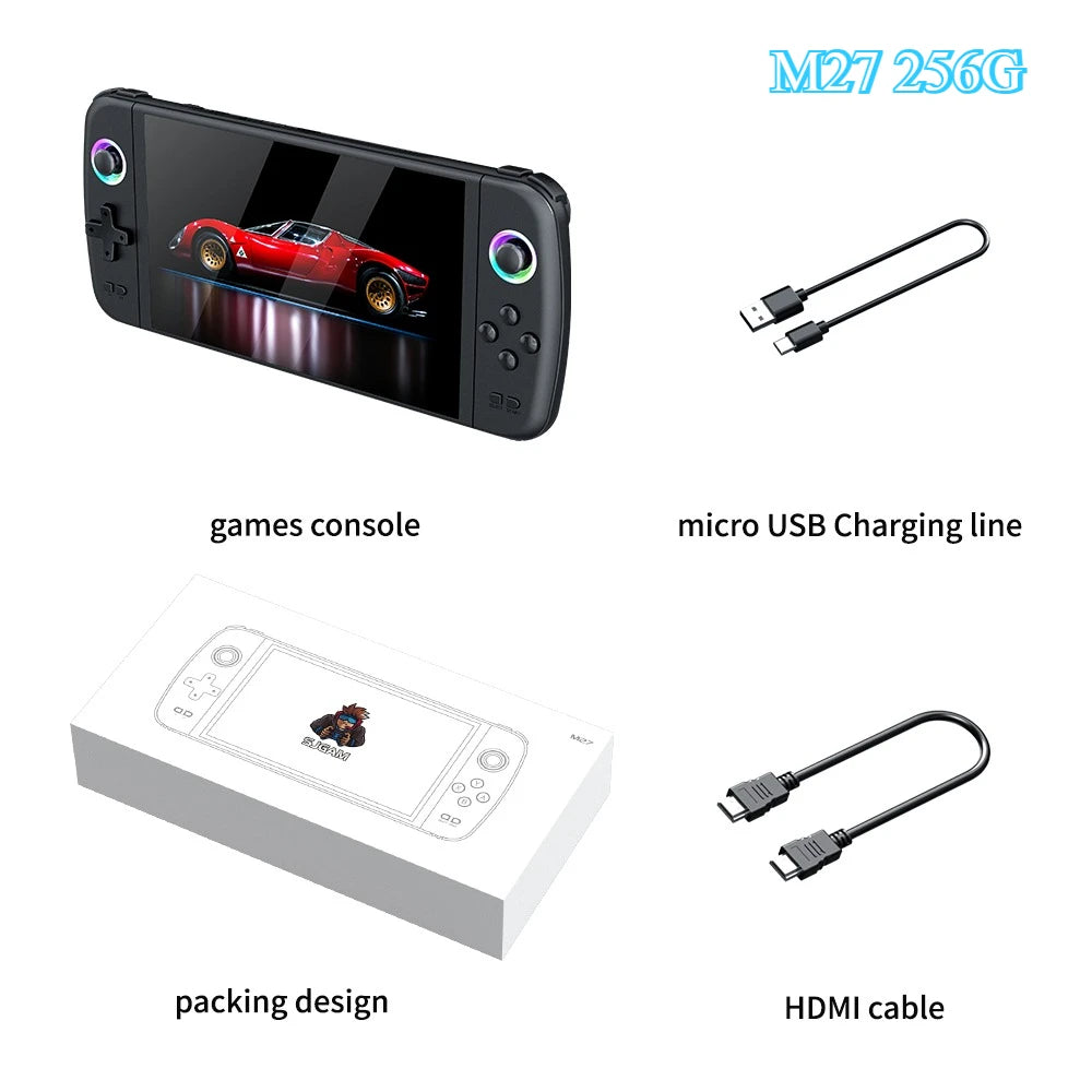 2025 new M27 Portable Pocket Retro Handheld Video Game Console 7.0Inch IPS Screen 1024*600 Display Support LINUX Emelec HDMI Out