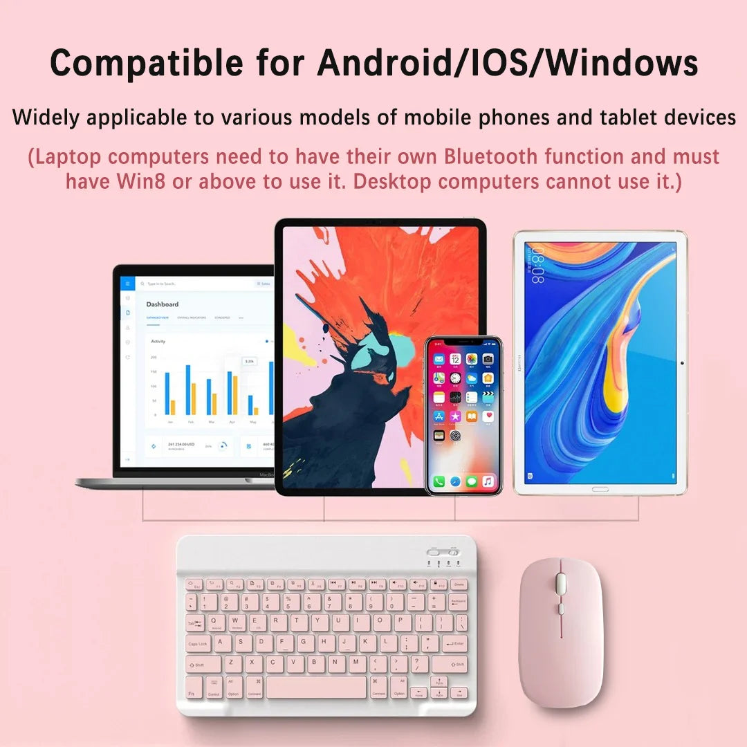 Bluetooth Keyboard Mouse For iPad Mac Android Phone Tablet Slim Office Mini Wireless Keyboard For Android IOS Windows Laptop