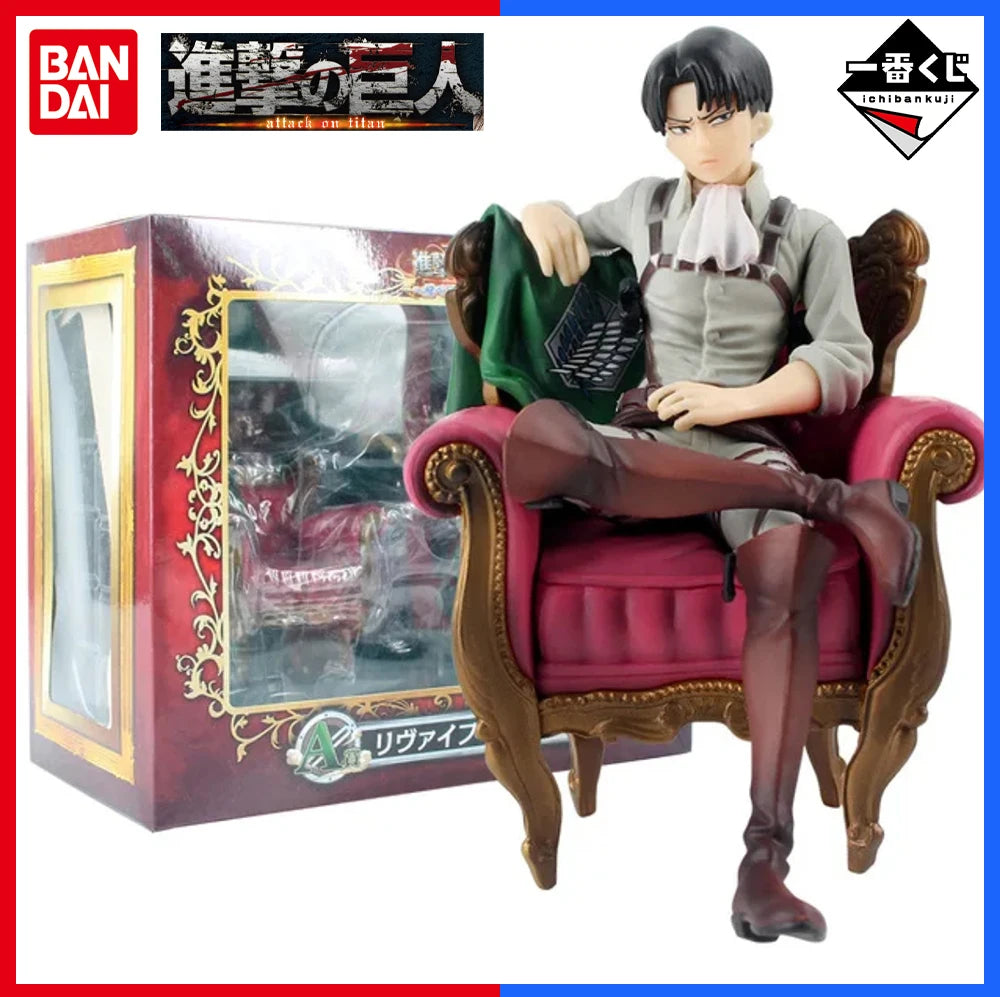 In Stock BANDAI Original Ichiban Kuji KUJI Attack On Titan Anime Figure Eren Jaeger Levi Ackerman PVC Cool Model Collection Toys