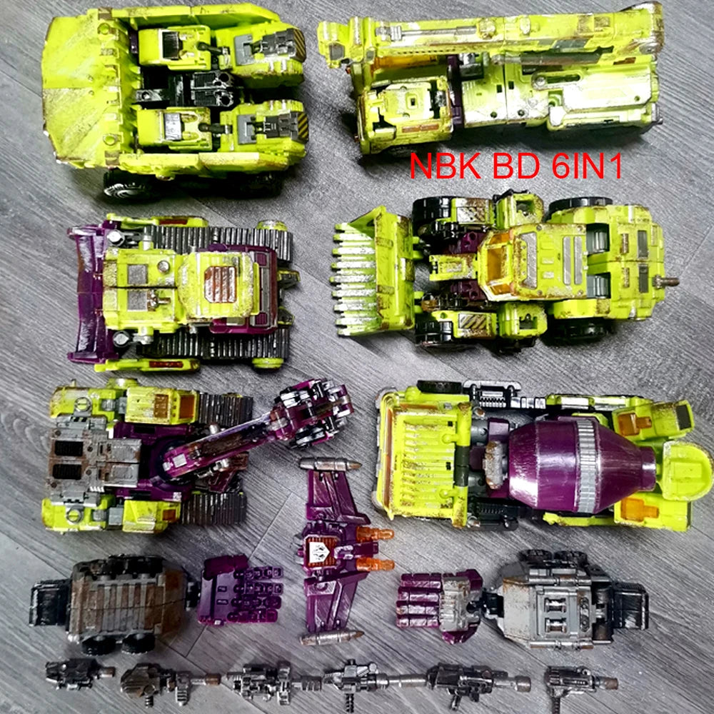 Transformation Toys NBK 6in1 Devastator Bonecrusher Mixmaster Engineering Car Damage Action Figure Deformation Robot Anime Model