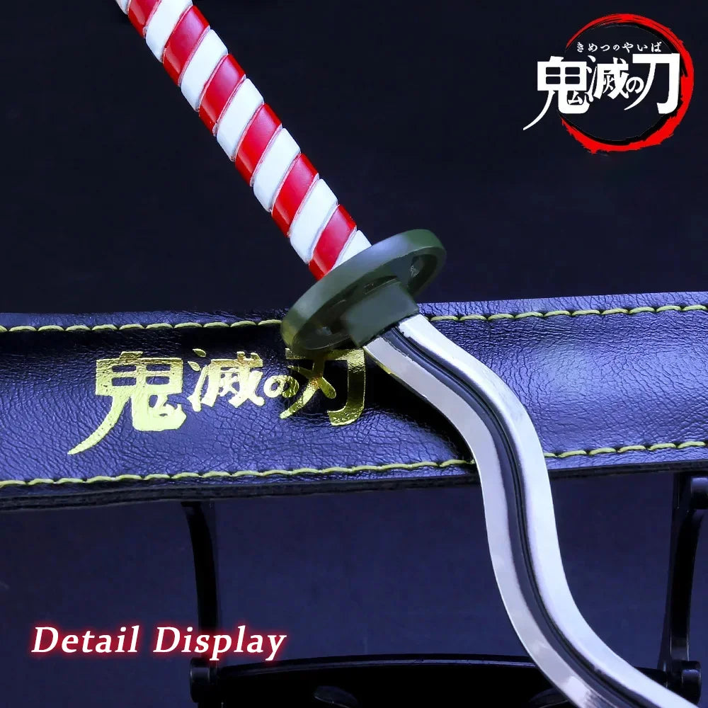 10 Zoll Demon Salyer Iguro Obanai Serpentine Nichirin Klinge Legierungsmodell Japanisches Anime Kimetsu No Yaiba Katana Stahlspielzeug Jungen
