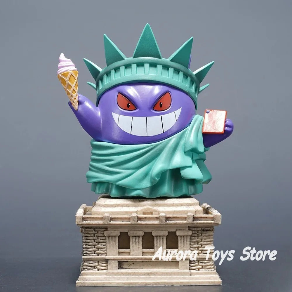14cm/5.51in Anime Pokemon Figure Gengar Cosplay Lady Liberty Action Figures Pvc Statue Collectible Model Toys Gifts