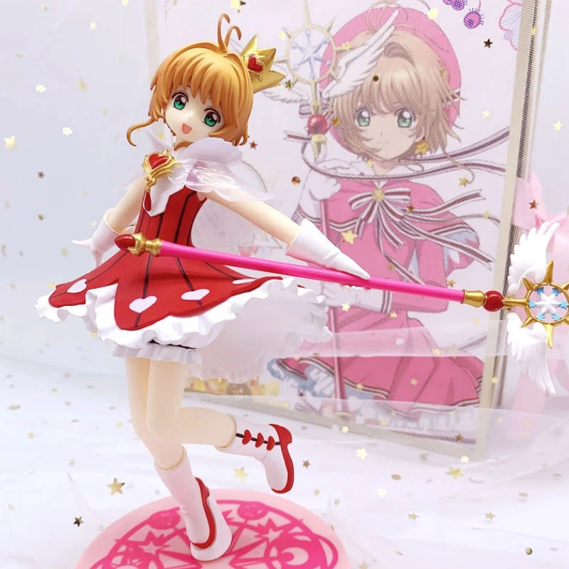 20cm Anime Figure Card Captor Kinomoto Sakura Model Figurines Genuine Lovely Girl Decorative Collectible Adult Kids Dolls Toy Gi