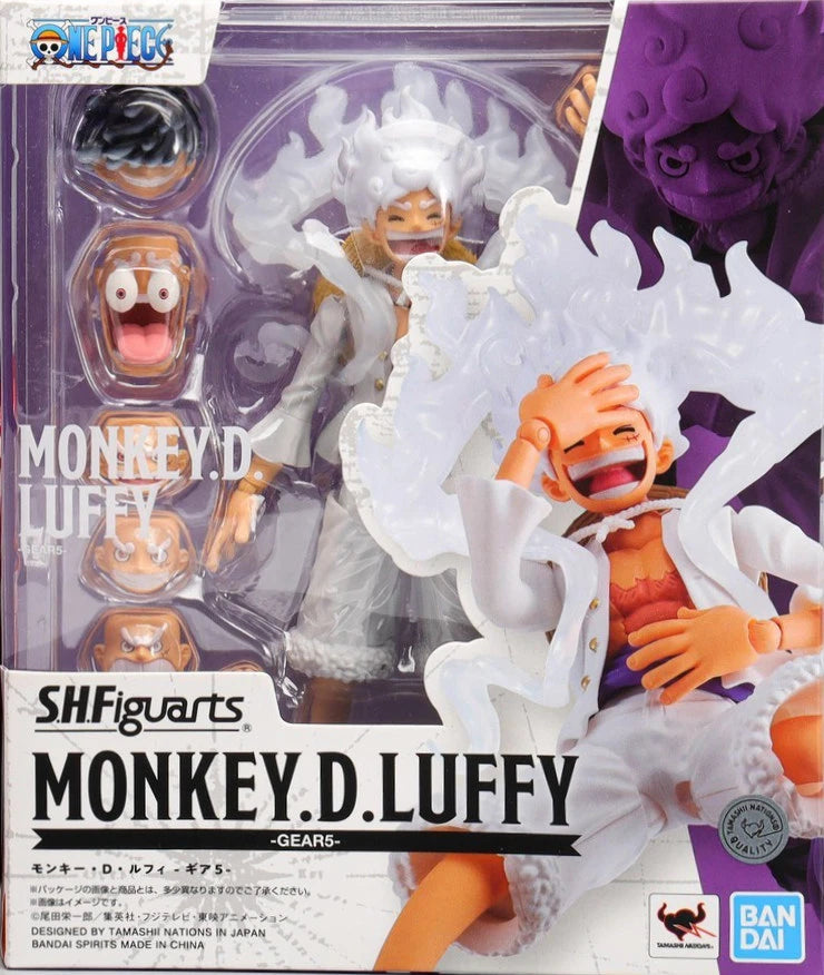 Bandai Shf One Piece Monkey D Luffy Action Figures Articulated Collectible Gear 5 Anime Statue For Anime Fans Collectors Display