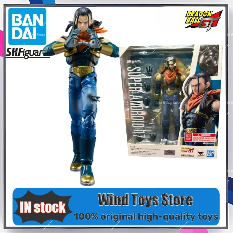 Original Bandai S.H.Figuarts Dragon Ball GT Super Android 17 Collection of Authentic PVC Models, Action Statuette