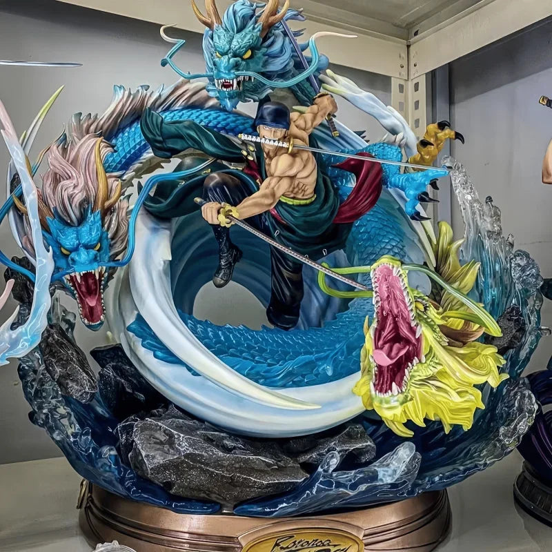 23CM Japanese Anime One Piece Action Figure Three Dragons Three Knive Flow GK Roronoa Zoro PVC Collection Statue Model Toys