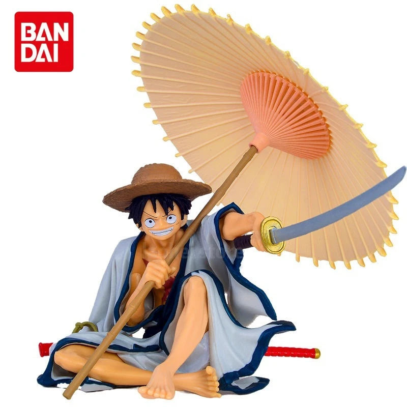 Anime One Piece Monkey D. Luffy Wano Country Kimono Dress Up Umbrella Sitting Model Toy Gift Collection Action Fiugre PVC