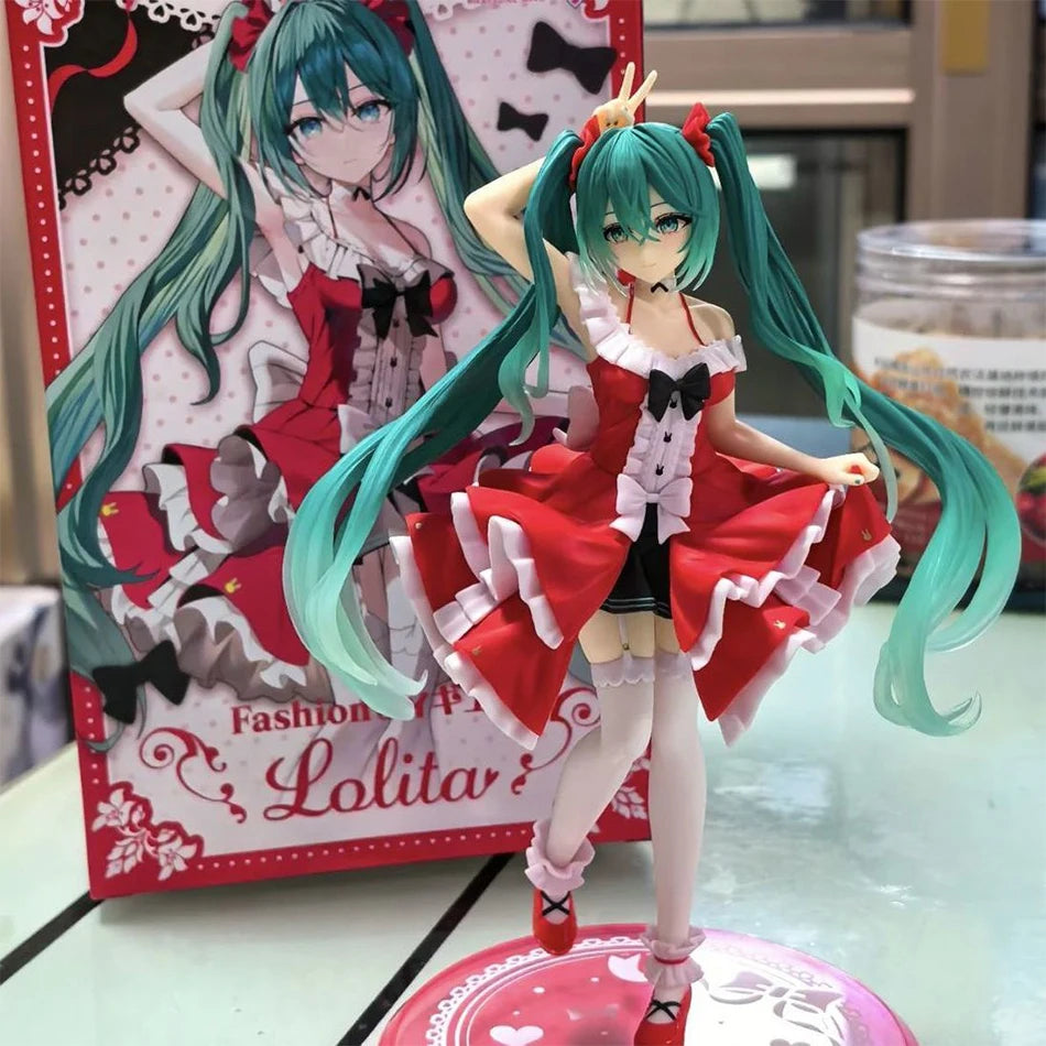 Hatsune Miku Lolita Figure Fashion Anime Miku Collection Action Figurine Kawaii Cute Model Desktop Ornaments Toy