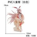 19CM Game Anime MmiHoYo Figure Yae Sakura Pink and White Sexy Cheongsam Seated Model Toys PVC Gift Doll Collection Ornament