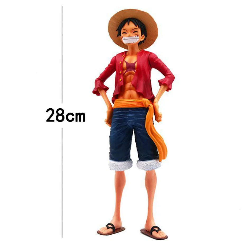 Hot 28cm One Piece Anime Figure Confident Smiley Luffy Three Form Face Changing Doll Action Fiqurine Model Toys Kits