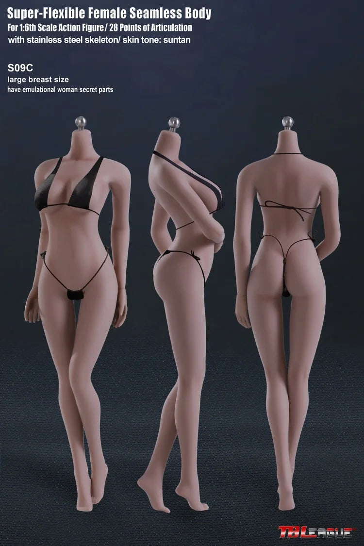 Tbleague Phicen 1/6 Weibliche Puppe mit superflexiblem Körper, ohne Kopf, sonnengebräunte/blasse Haut, kleine/mittlere/große Brust, 12 Zoll weibliche Actionfiguren