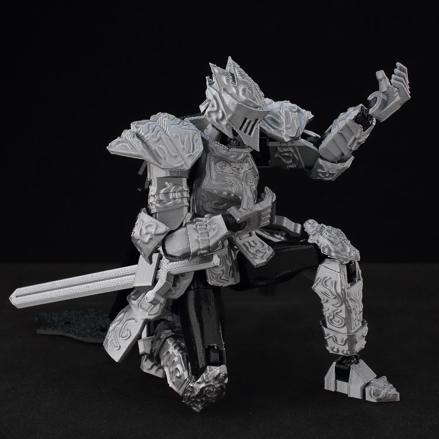 9L3D Lucky13 Silver Armor Knight Action Figure Dummy13 with TripleWeapon T13 Multi-Jointed 3D Printed Collectible Toy Titan13