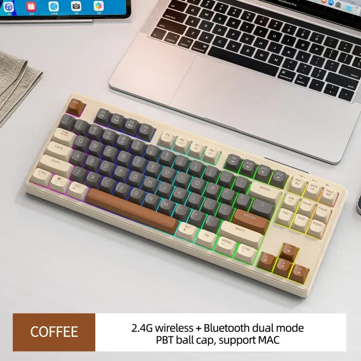 M87 Wireless Keyboard and Mouse Combo, Bluetooth Dual Mode, PBT,Backlit,Rechargeable Keyboard Mouse Kit for Silent Office Gaming