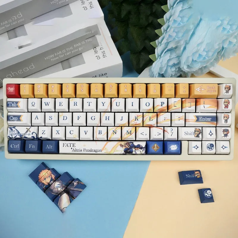 Fate anime peripheral keyboard accessories Artoria Saber silly King Arthur keycap gaming keyboard peripherals
