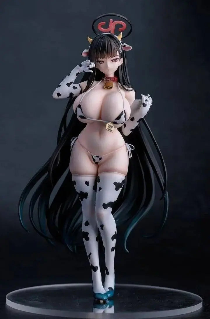 Blue Archive Tsukatsuki Rio Cow Print Figure - Anime Pretty Girl Desktop Ornament Trendy Collectible Gift for Boys