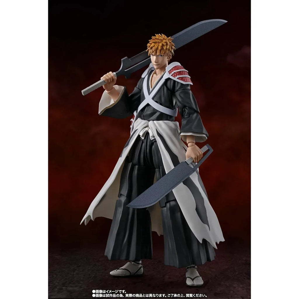 Bandai Genuine Bleach Anime Model Kits Ichigo Kurosaki -Dual Zangetsu Toys SHF Action Figure Assembly Model Gift Kids Christmas