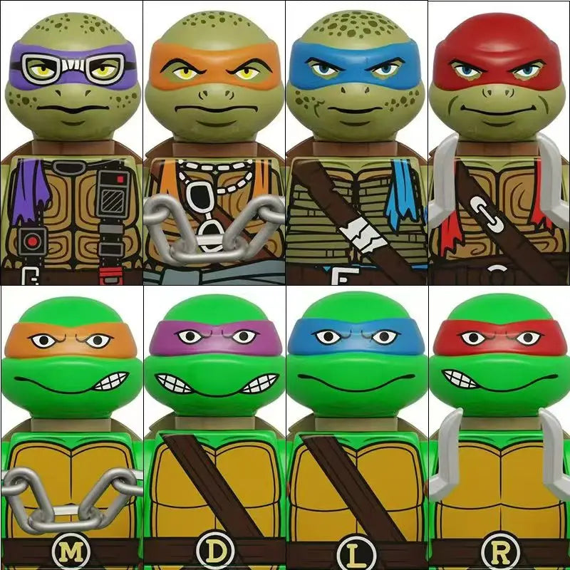4PCS 8PCS Turtle Movie Ninja Mini Action Figures Bricks Leo Raph Doll Assemble Building Blocks Ornament Puzzle Cartoon Toy Gifts