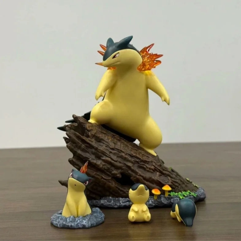 Anime Pokemon Typhlosion Figuren Ein Tag mit Benny Sammeln PVC Modell Statue Schreibtisch Dekoration Sammlung Kinder Geburtstag Geschenk Spielzeug