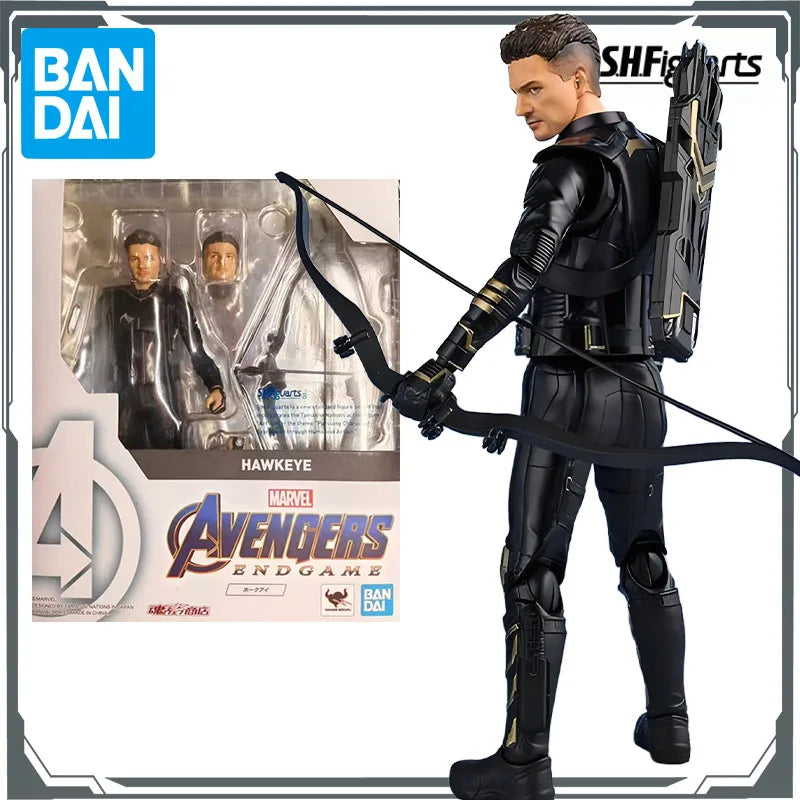 BANDAI Original S.H.Figuarts Hawkeye&Black Widow Anime Action Figures Toys for Boys Christmas Gift Collectible Model Ornaments