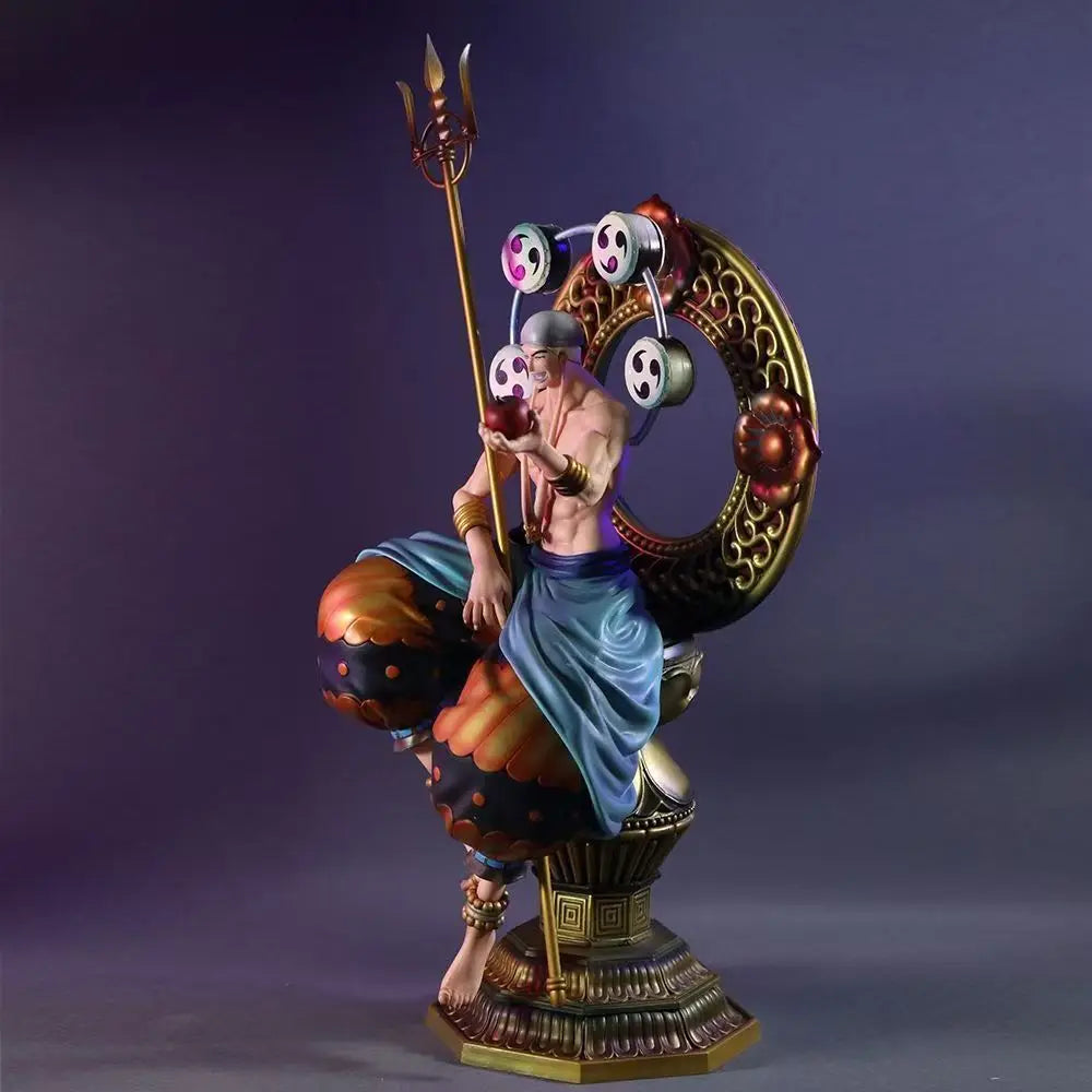 One Piece Anime 39cm Thunder God Enel Sitting Action Figure PVC Statue Model Boys Collection Toys Desktop Ornament Gifts