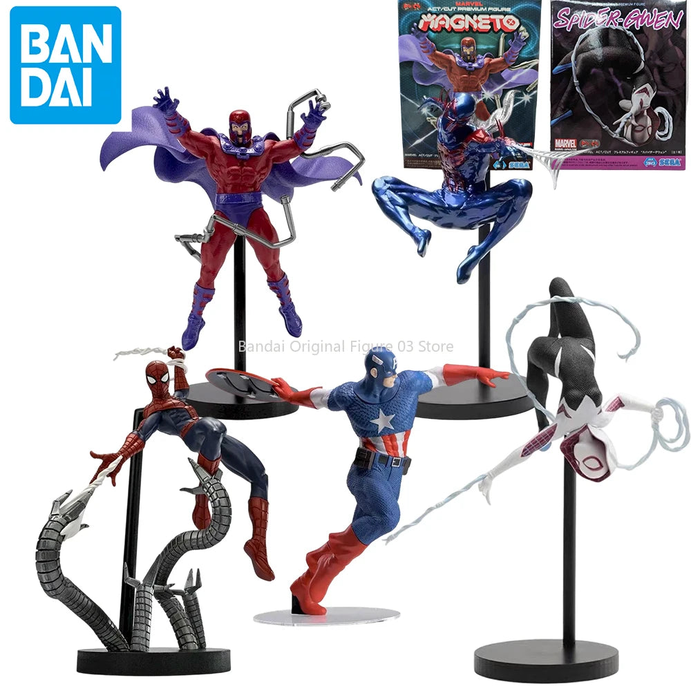 Original SEGA Spiderman VS OA Octopue 2099 Gwen Stacy YAGNETO CAPTAIN AMERICA Anime Figure Toys PVC Model Collection