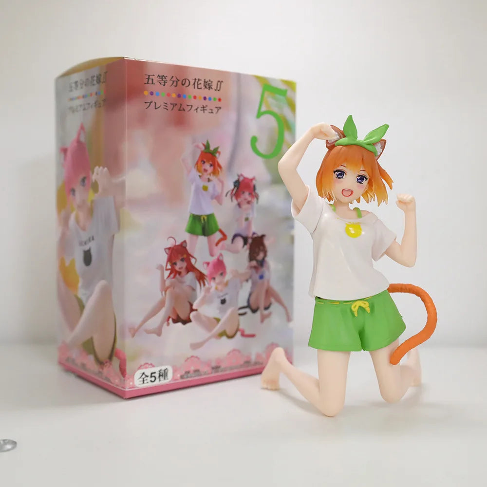 Anime The Quintessential Quintuplets Desktop Cute Nakono Yotsuba Figure Cat Room Wear Ver Girl Statue Model Doll Desk Decoration