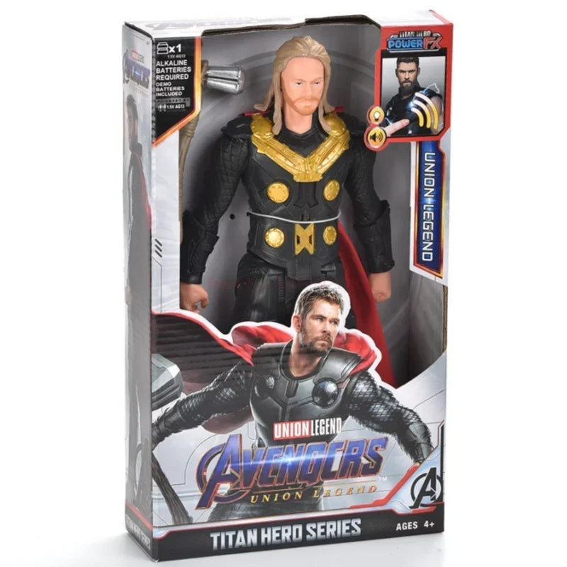 30cm Marvel Avengers Toy Thanos Hulk Spiderman Iron Man Captain America Thor Black Panther With Sound And Light Action Toy Gifts