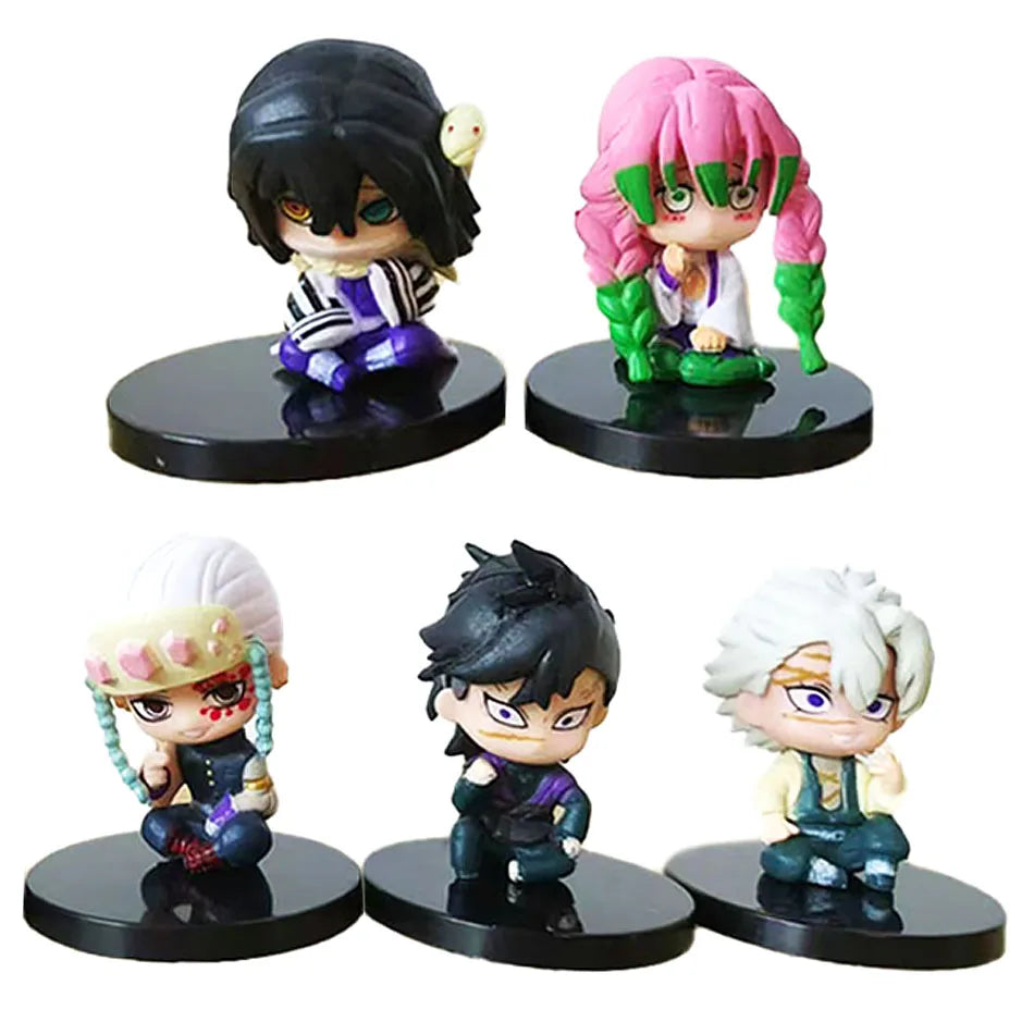 4/5/6Pcs Set Anime Demon Slayer Figure 7cm Kamado Tanjirou Kamado Nezuko Mini Cute Edition Pvc Doll Toy Desktop Ornament Gift
