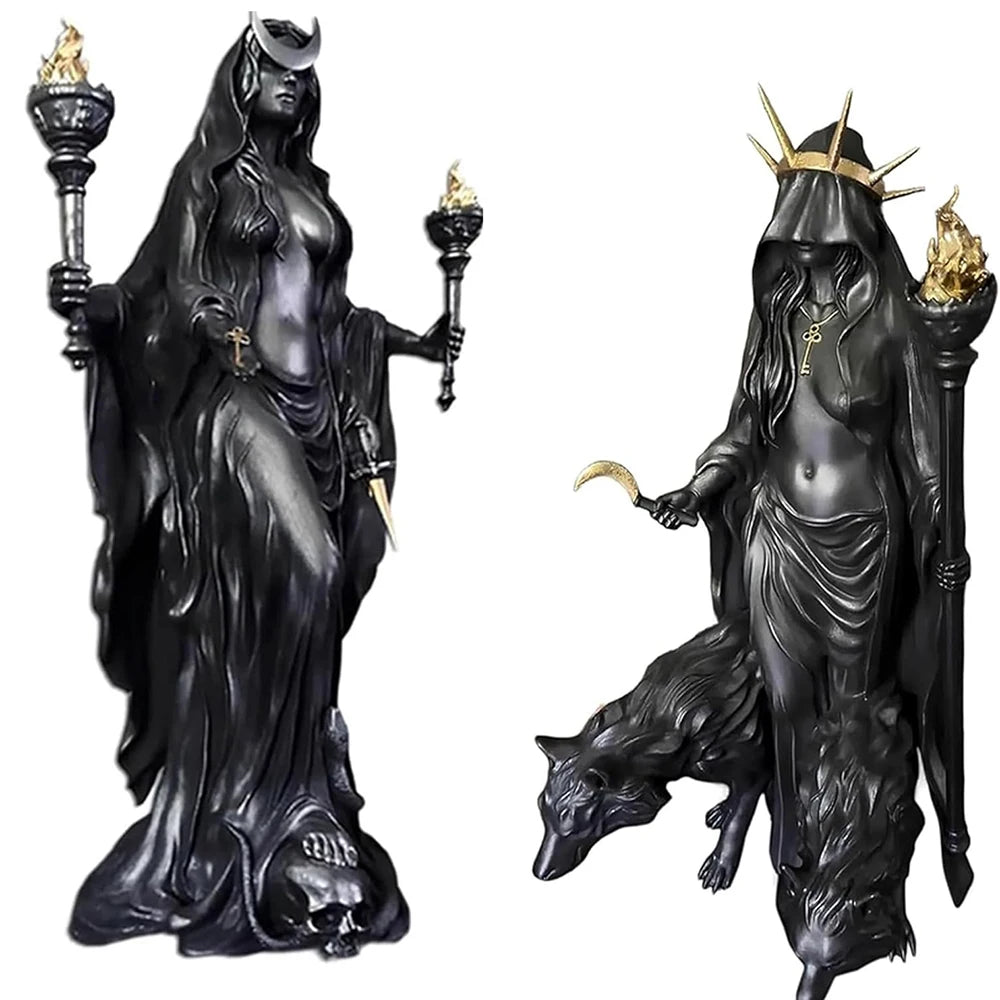 Hexe der Nacht, Heimdekoration, Halloween, Hekate, griechische Hexenstatue, Figur, moderne Hounds of Magic, Harz-Skulptur, Dekor