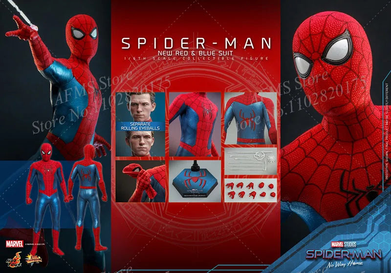 HOTTOYS MMS679 1/6 Men Soldier Tom Holland Spider-Man No Way Home Red Blue Battle Clothes Version 12Inch Action Figure Model