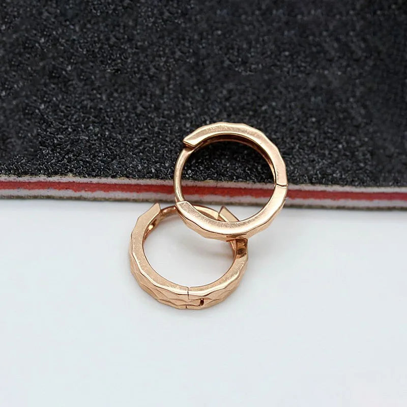 Classic New in Trend 585 Purple Gold Faceted Hoop Earrings for Women Simple Plated 14K Rose Gold Earings Party Jewelry