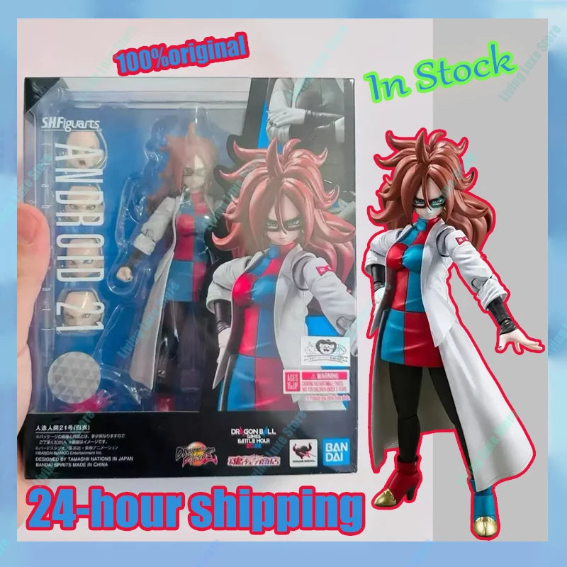 In Stock 100% Original Bandai SH Figuarts SHF Android 21 Lab Coat Action Figures Model Toys Anime Figure No.21 NO 21 Figuar