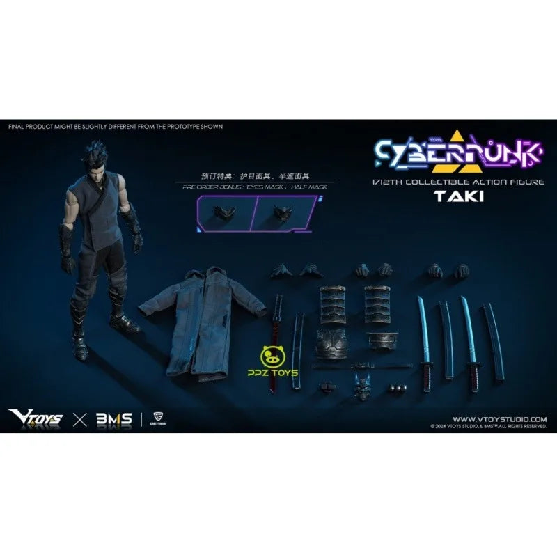 《In Stock》VTOYS&BMS Studio 1/12 Movable Figure Cyberpunk Samurai Taki VSD010 Super Good-looking High-end Movable Figure