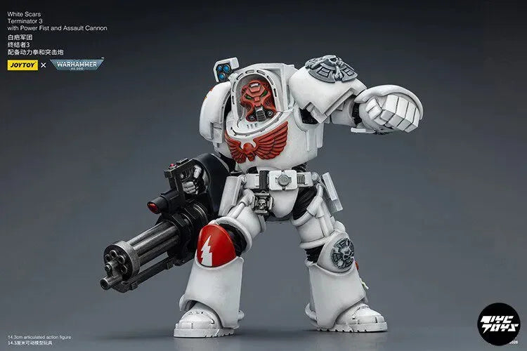 JOYTOY Warhammer 40000/40k White Scars Terminator 3 with Power Fist and Assault Cannon Action Figure Doll Decoration Gift Model