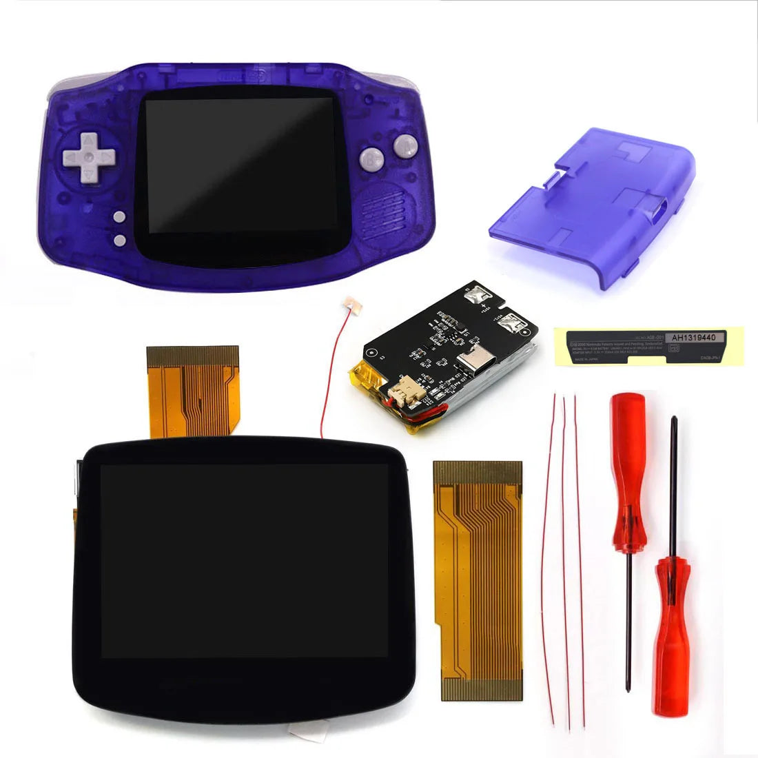 GBA V5 Laminated IPS LCD Backlight KIT Built-In Rechargeable 1800mAh Lithium Battery Type-c Port For Gameboy Adavance GBA Shell