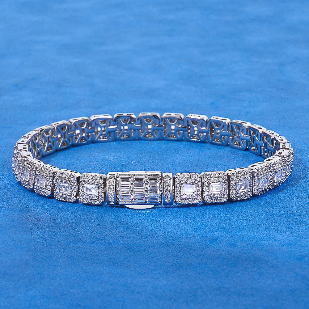 7,5 mm Armband Hip Hop Herren Rock Sugar Cuban Chain Funkelnder Tennis Cluster Diamant Vergoldete Halskette Damen Geschenke