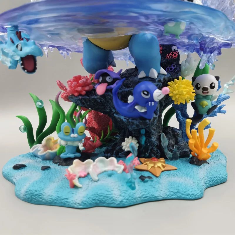 33cm Anime Pokemeon Charizard Family Figure Bucket Ocean Blastoise Valley Collectible Action Model Holiday Gifts Children Toys
