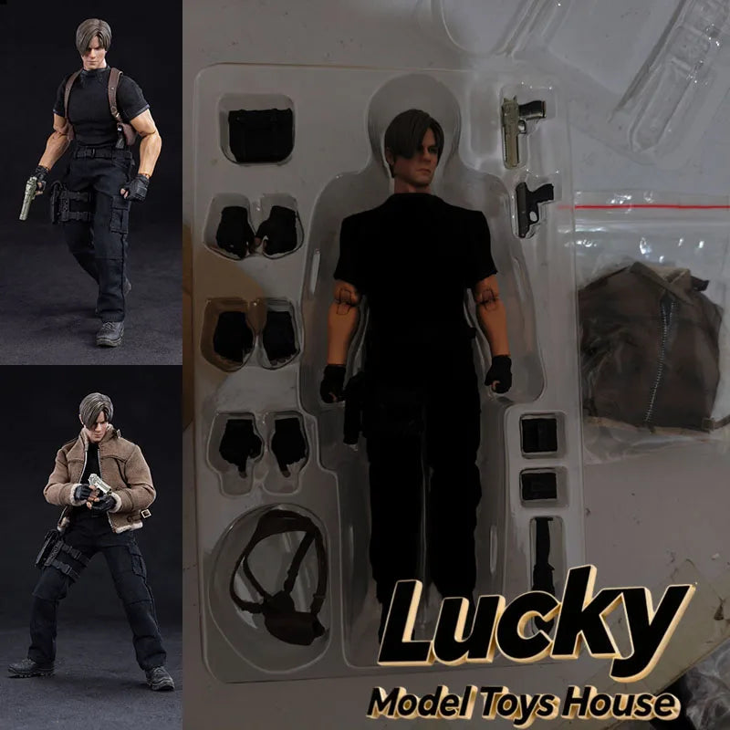 1/12 Bio Warrior Leon Cloth Action Figure Mini Pistol Ornament 6inch NWTOYS Simple Jacket Version Display Male Soldier Model