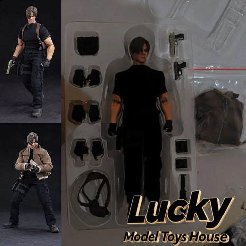 1/12 Bio Warrior Leon Cloth Action Figure Mini Pistol Ornament 6inch NWTOYS Simple Jacket Version Display Male Soldier Model