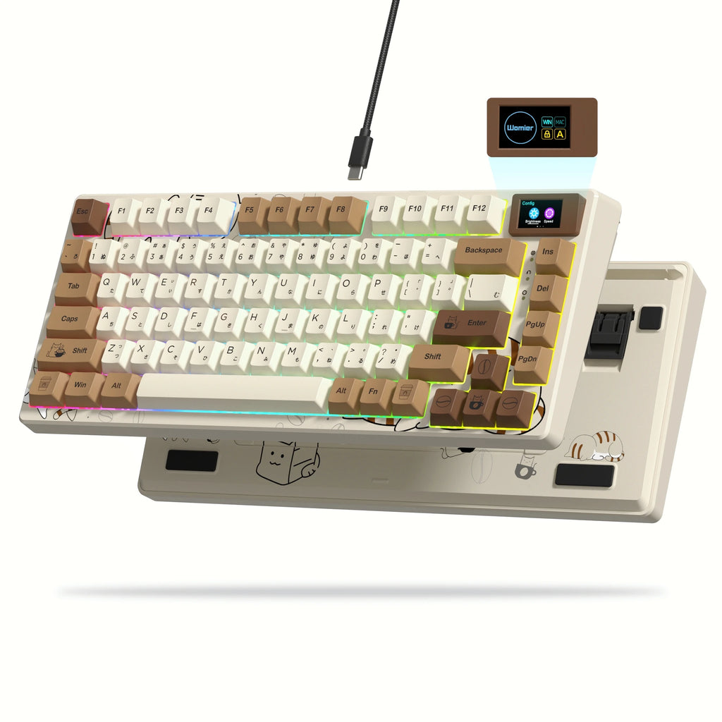 womier SK80 Mechanische Tastatur mit Dichtungsmontage, 81-Tasten-Gamer-Tastatur, 75 % Hot-Swap-RGB-Gaming-Tastatur mit Smart Display für PC