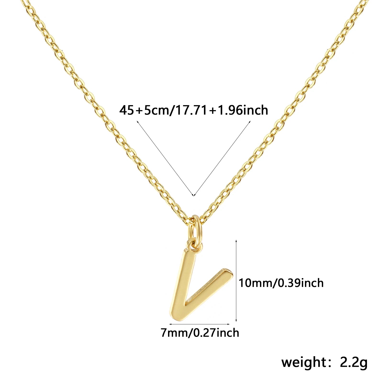Brass " A-Z " Minimalist Capital Pendant Necklace 18K Real Gold Plated Alphabet Initial Letter Name Jewelry For Women Gift
