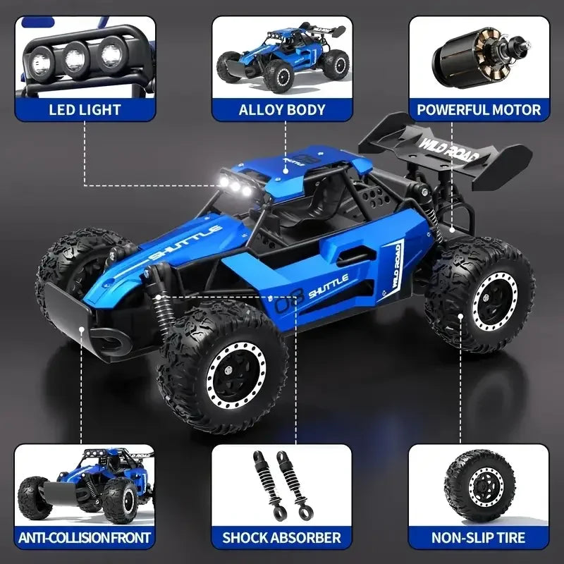 RC-Geländewagen im Maßstab 1:16, schnelles RC-Geländewagen, 20 km/h, Hochgeschwindigkeits-Elektrofahrzeug mit 2WD und 2,4-G-Fernbedienung, Monstertruck