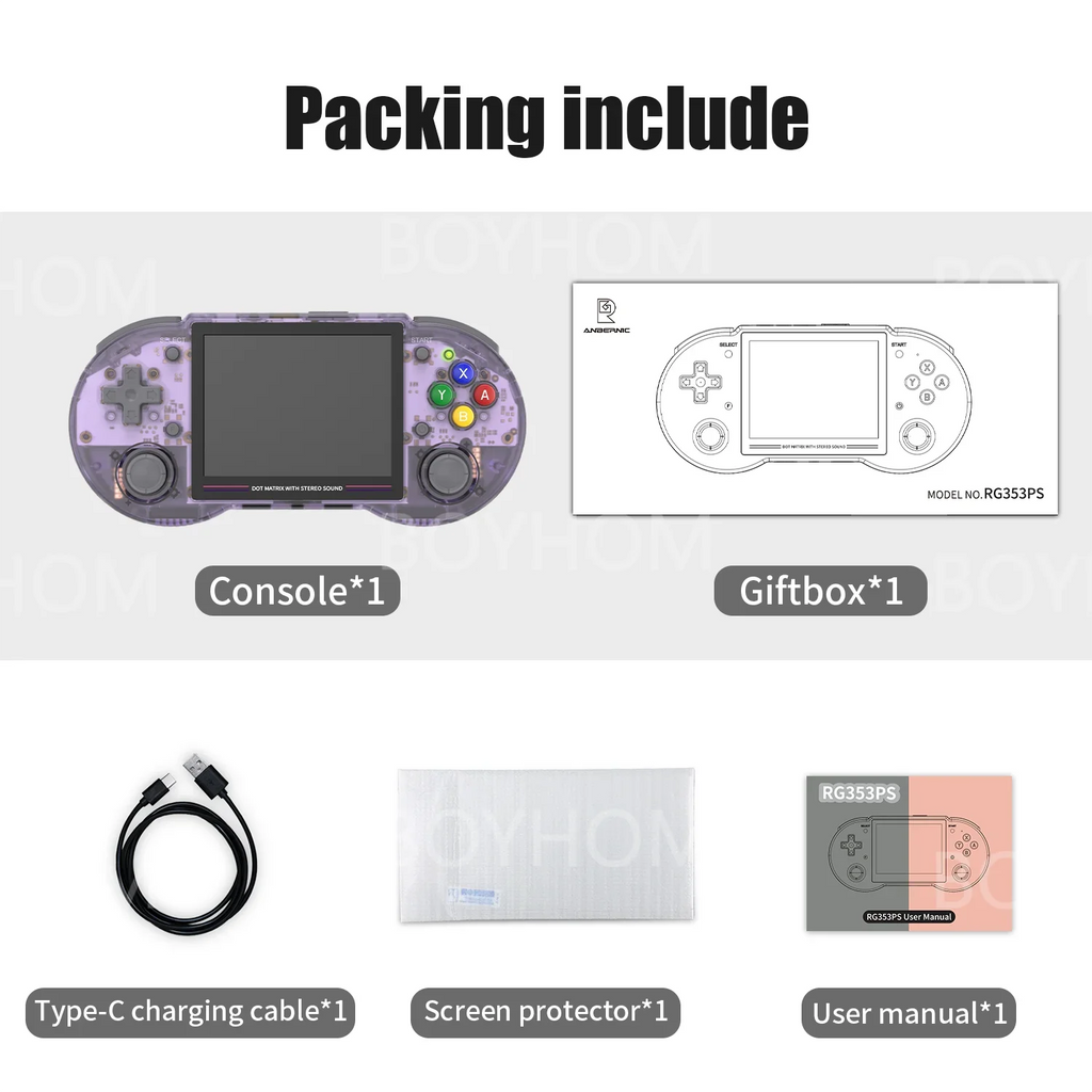 RG353PS Retro Handheld Game Console 3.5 Inch IPS Screen Linux System RK3566 Chip 128G TF Card Preinstalled 20000 Games