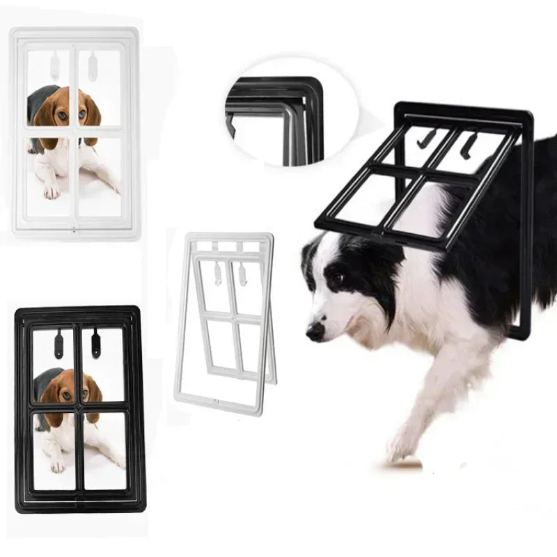 Home Lockable Cat Screen Door Pet Dog Screen Door Plastic Pet Door for Mosquito Proof Screen Window Security Flap Gate Dog Fence