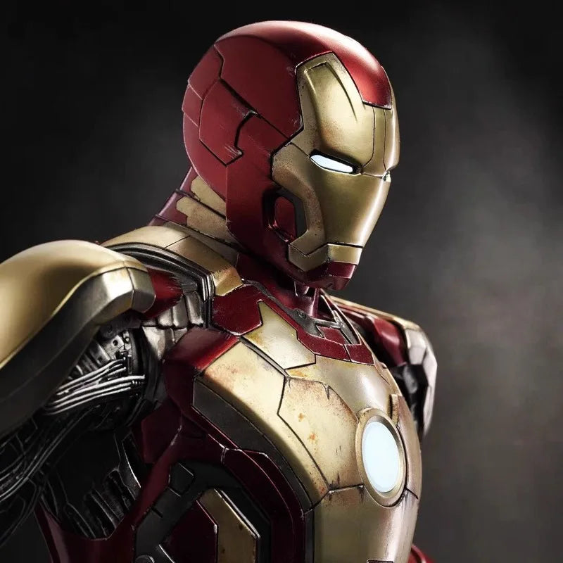 1/4 Marvel Comics Figure Iron Man Can Glow High-end Resin Anime Collection Model Desktop Ornaments Holiday Gifts Children Toys
