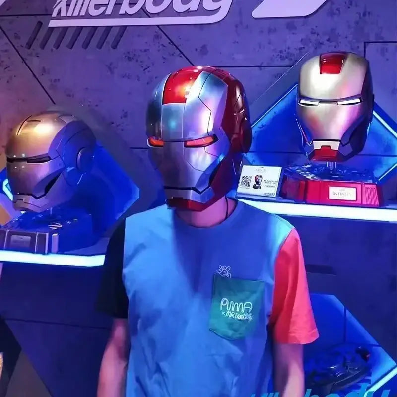 Електронна каска Iron Man Mk5 1:1, автоматичен шлем с гласово управление, Avengers Mk7 Mk5, косплей с LED светлина, играчка, близо до каска Ironman, подарък